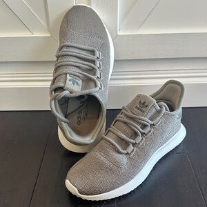 Adidas Tubular Shadow Women’s Olive Green Sparkly Knit Sneakers